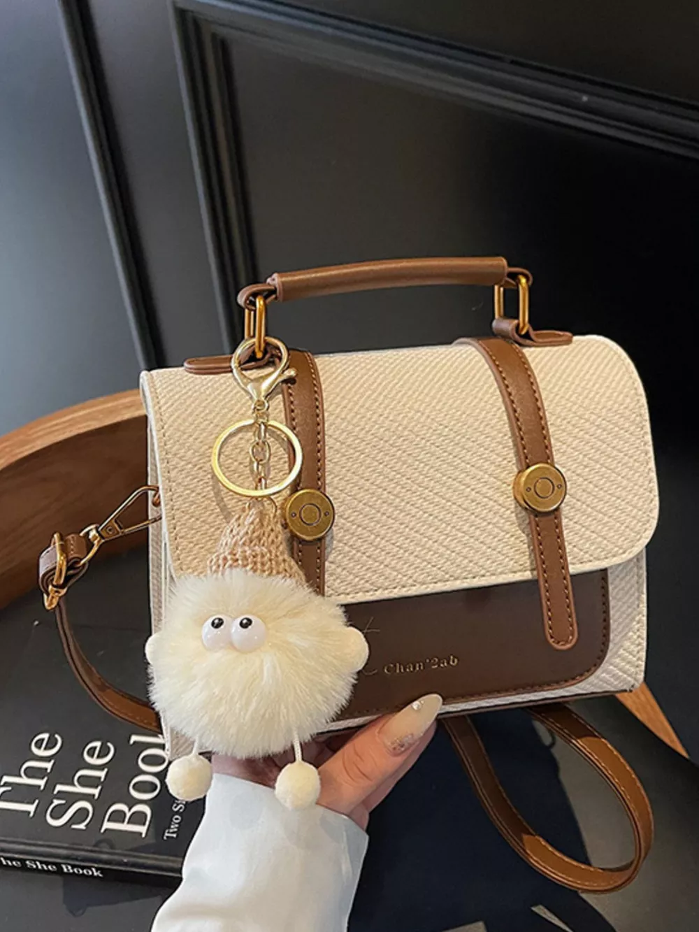 Vintage Style Flap Crossbody Bag with Charm, image 5