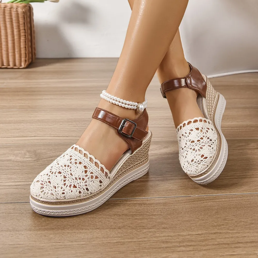 Round Toe Wedge Sandals, image 2