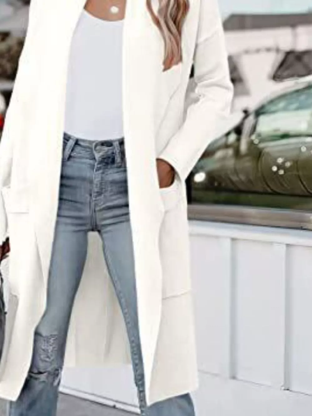 Open Front Dropped Shoulder Outerwear, image 13