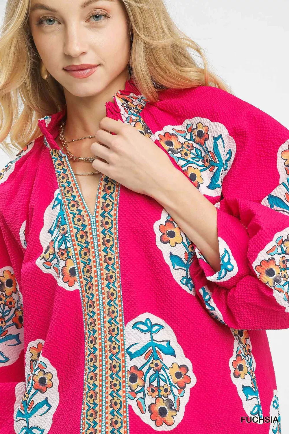 Boho Floral Print Tunic Blouse, image 5