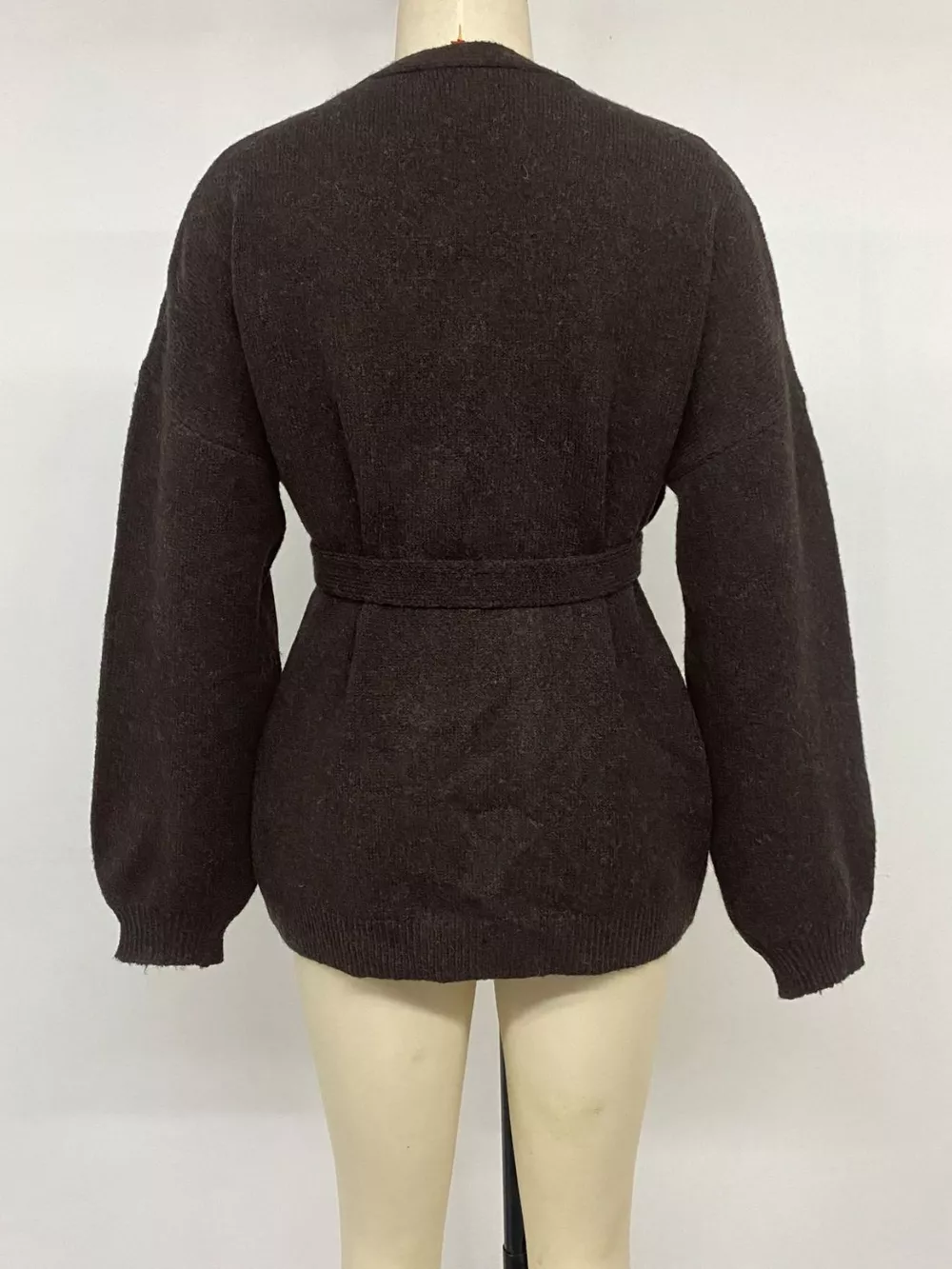 Tie Waist Dropped Shoulder Wrap Cardigan, image 10