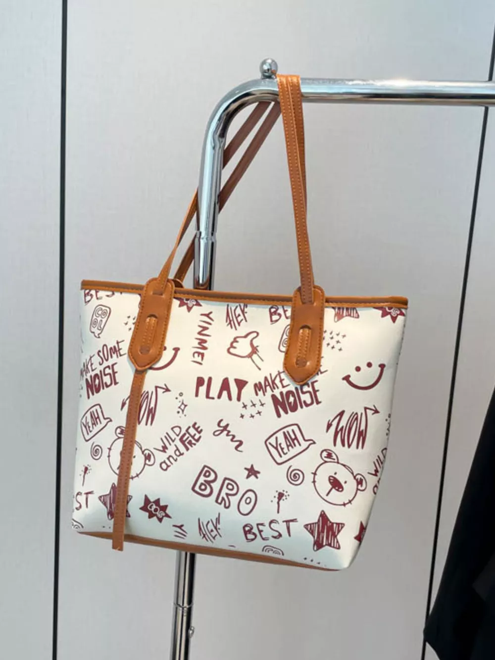 Graffiti Print Casual Tote Bag, image 20
