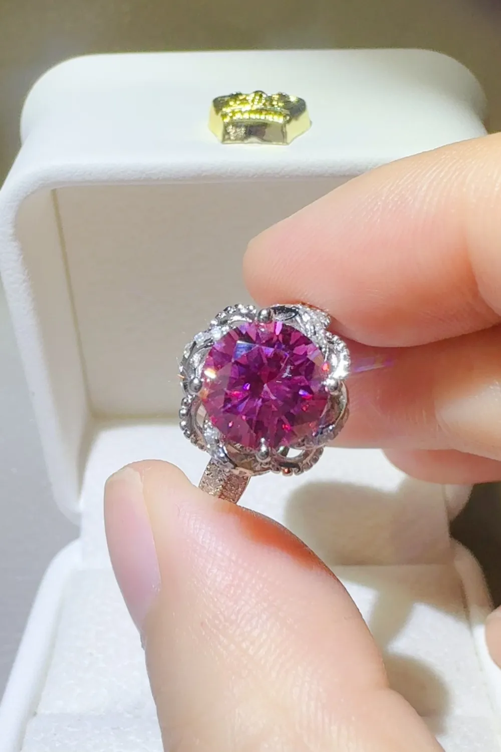 2 Carat Moissanite 925 Sterling Silver Flower Shaper Ring, image 2