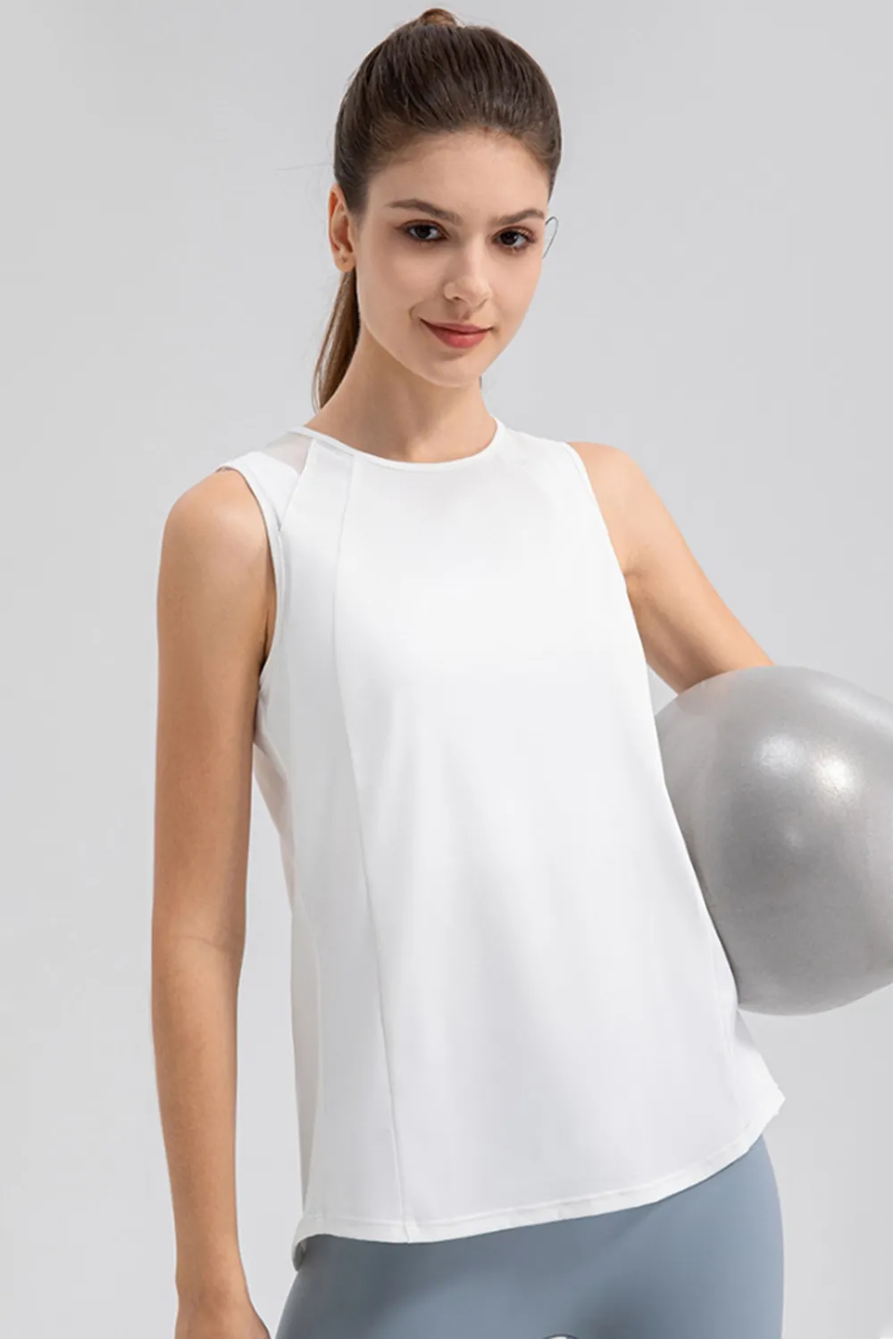 Round Neck Wide strap Active Tank, image 15