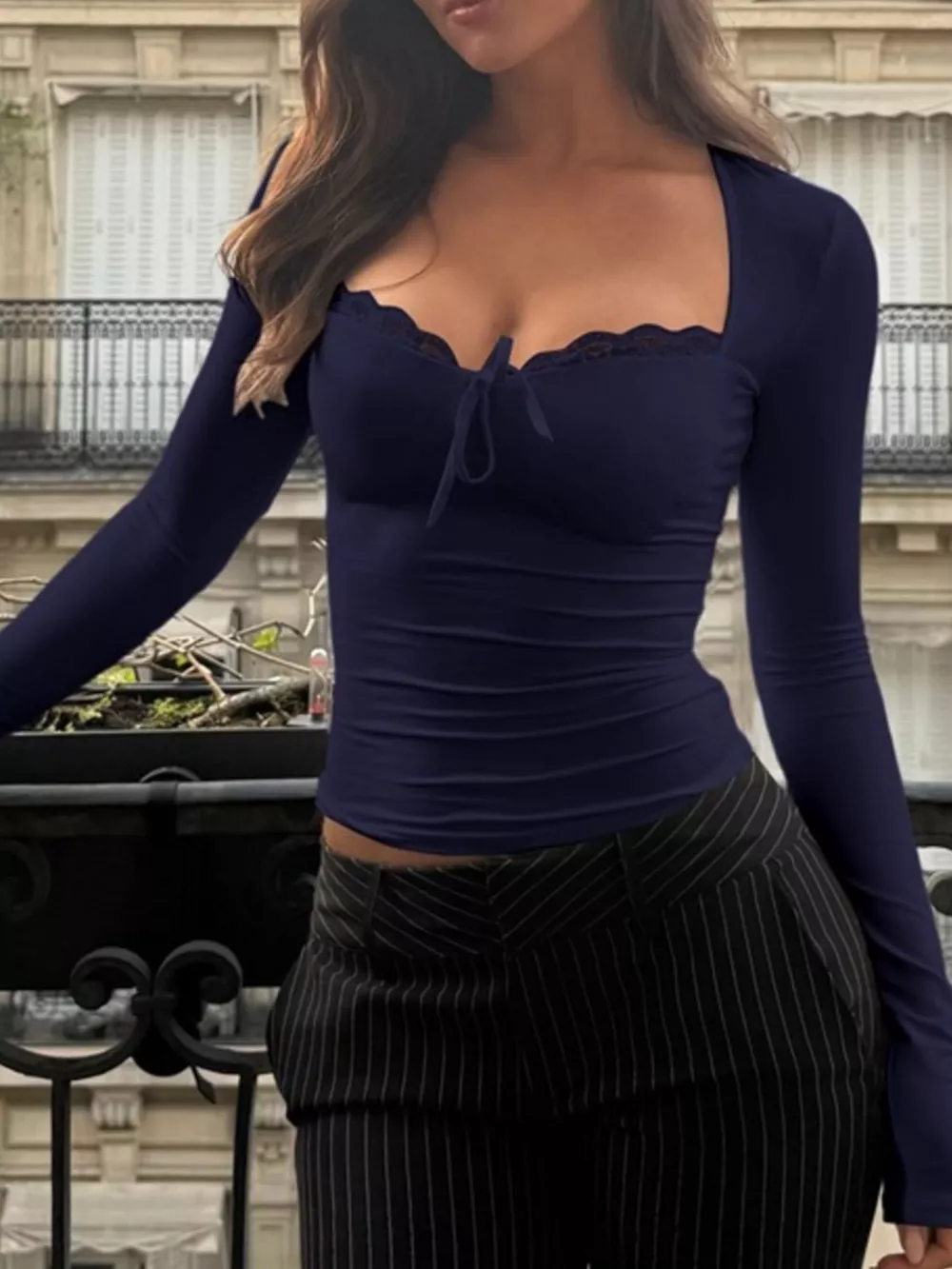 Lace Trim Long Sleeve T-Shirt, image 23