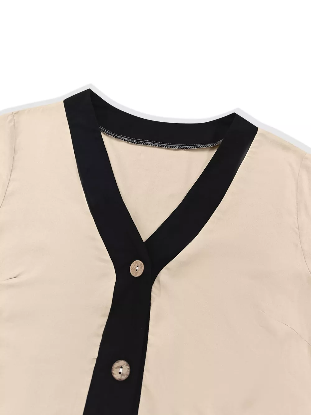Contrast Trim Button-Down Midi Dress, image 11