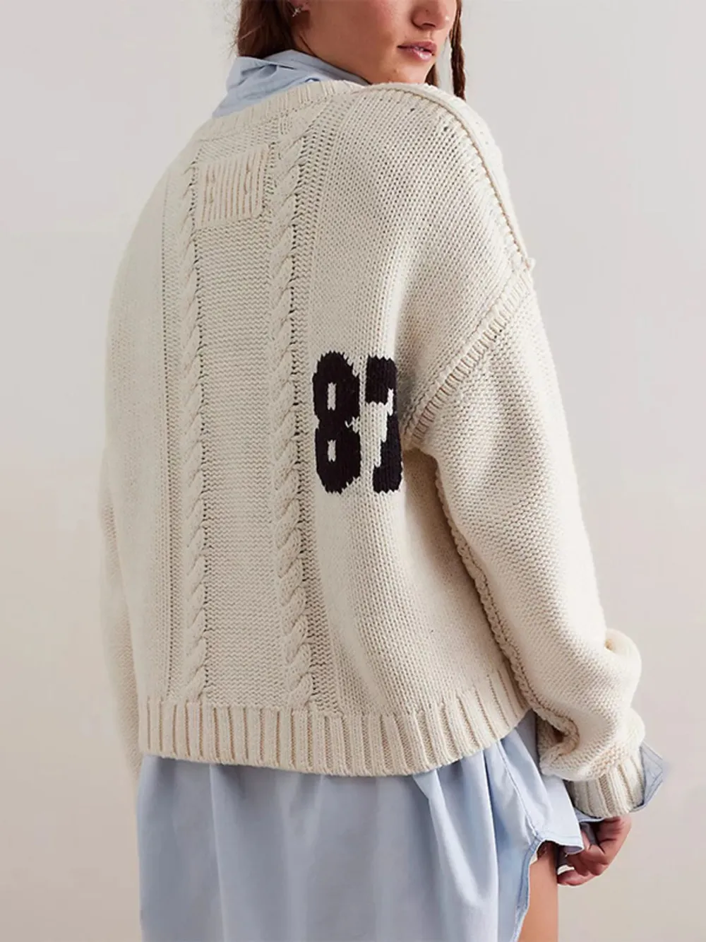 Number 81 Oversized Cable Knit Sweater, image 13