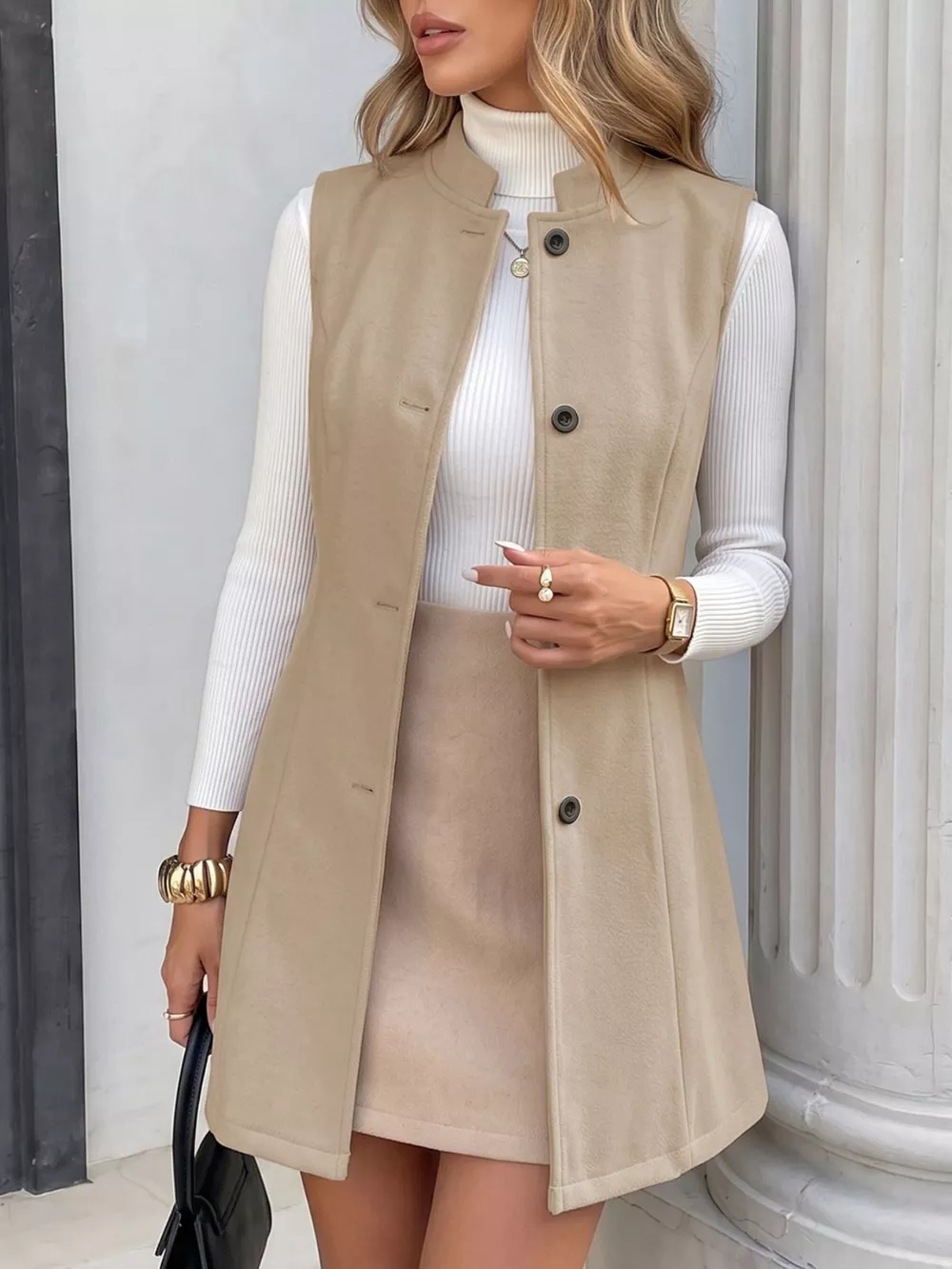 Elegant Button-Down Vest Coat, image 3