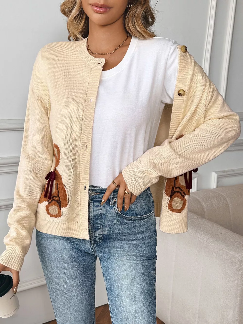 Teddy Bear Button Up Cardigan, image 5