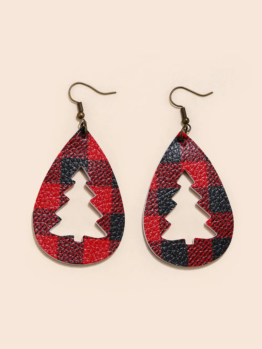 PU Leather Cutout Christmas Tree Earrings, image 4
