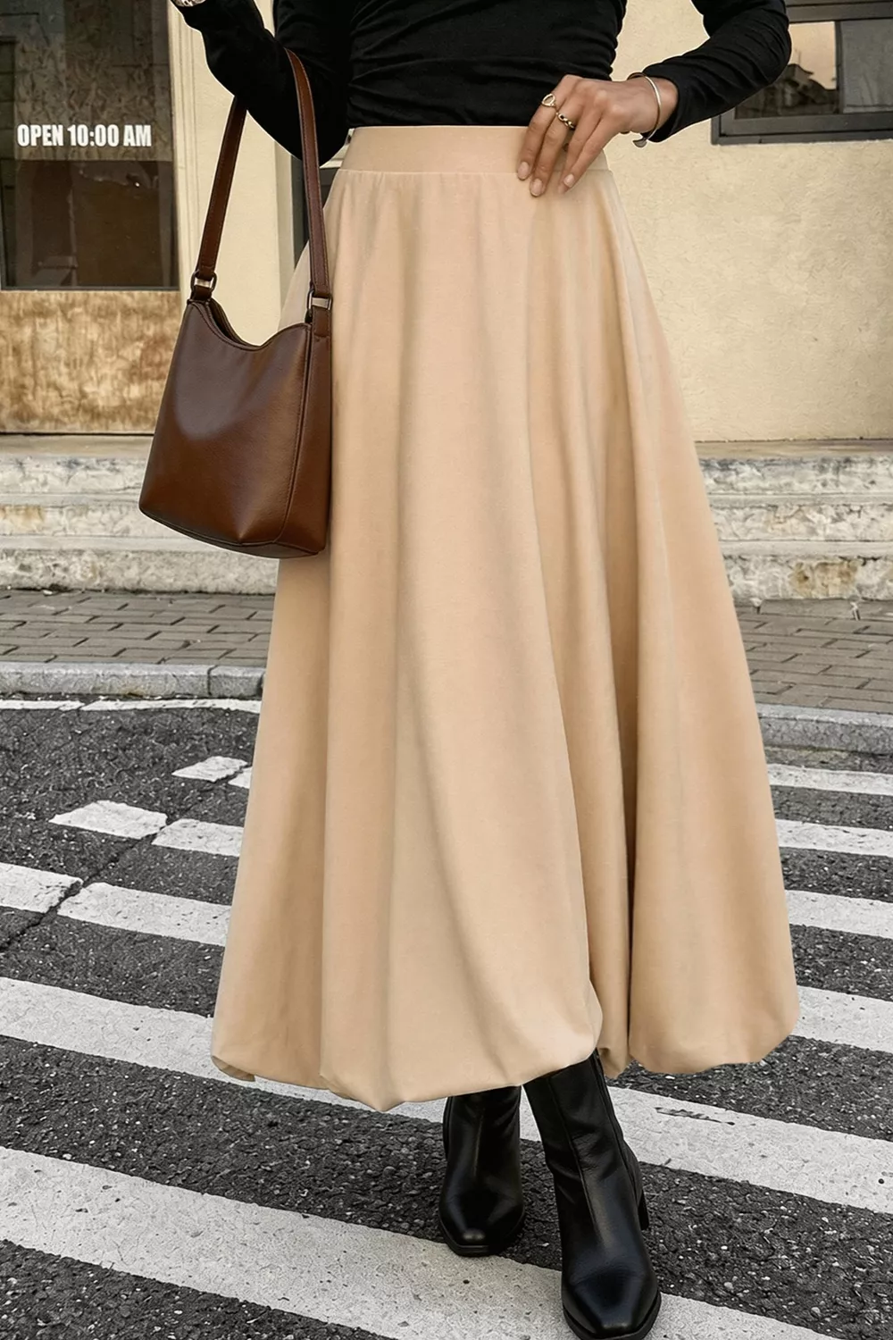 High-Waisted A-Line Midi Skirt, image 7