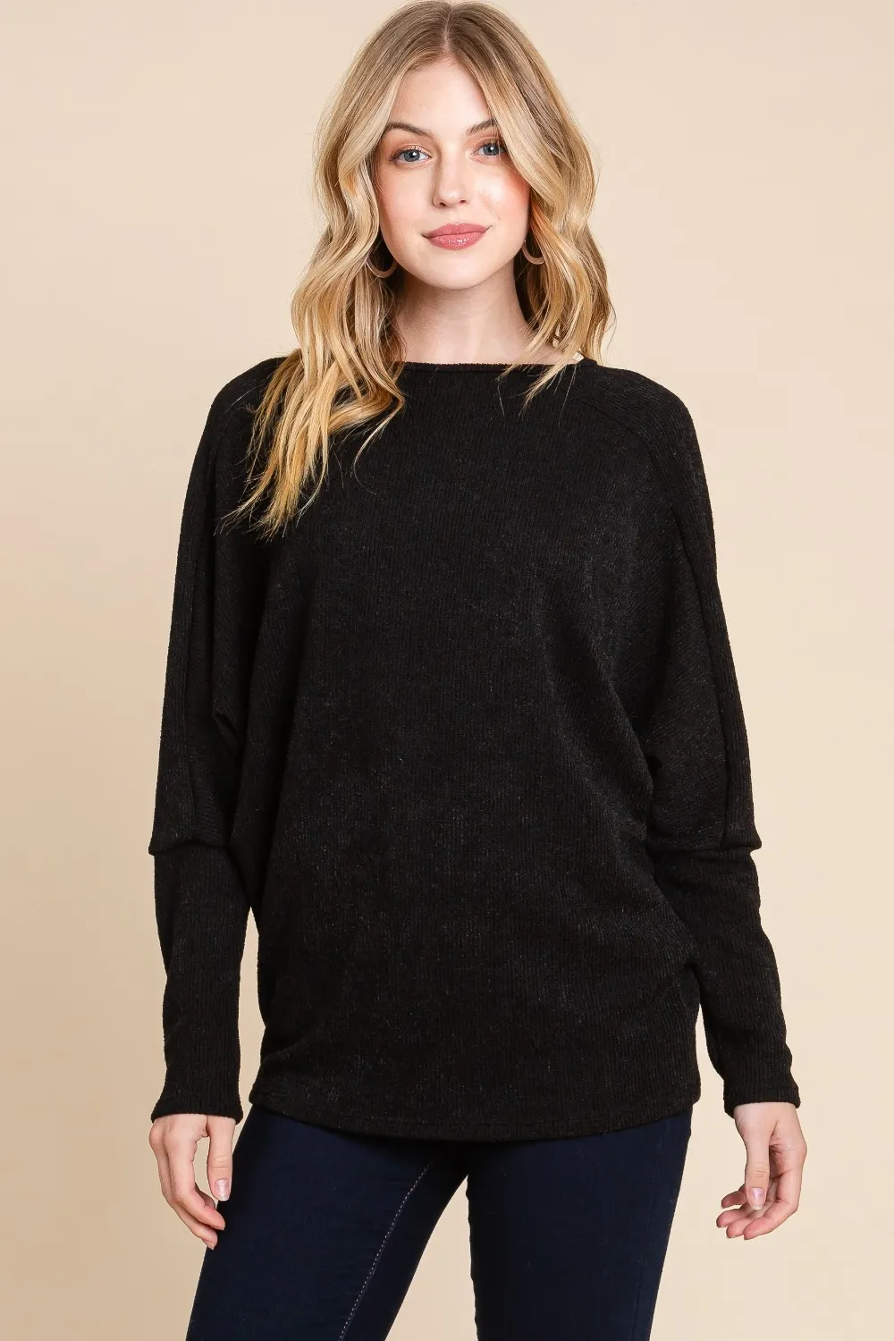 Drop Shoulder Long Sleeve Knit Top, image 4
