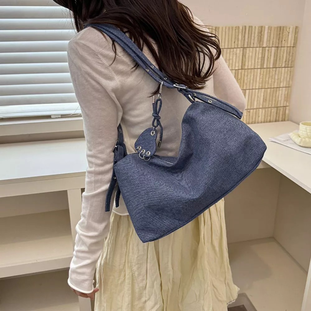 Adjustable Strap Denim Shoulder Bag, image 8