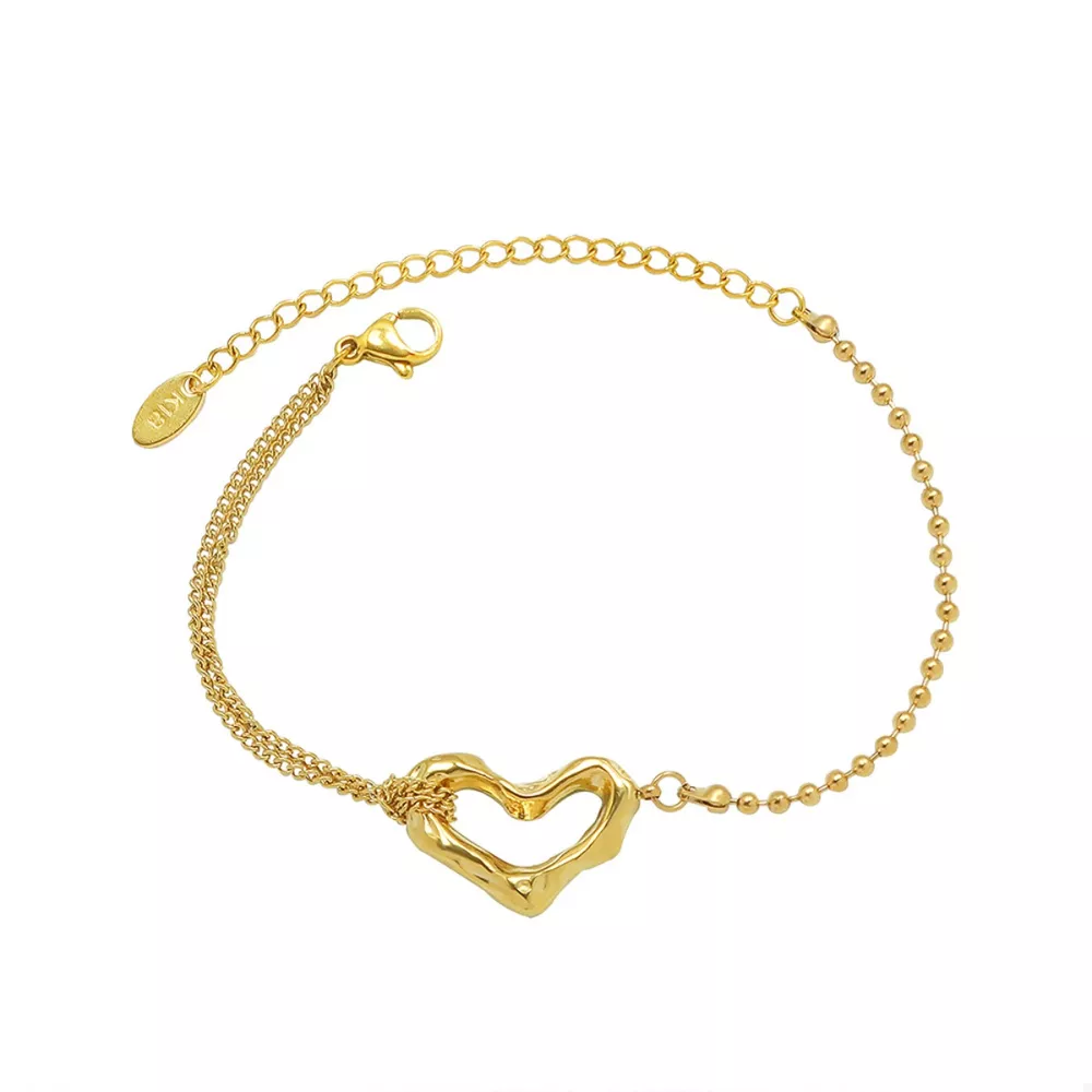 18K Gold-Plated Titanium Steel Heart Bracelet, image 7