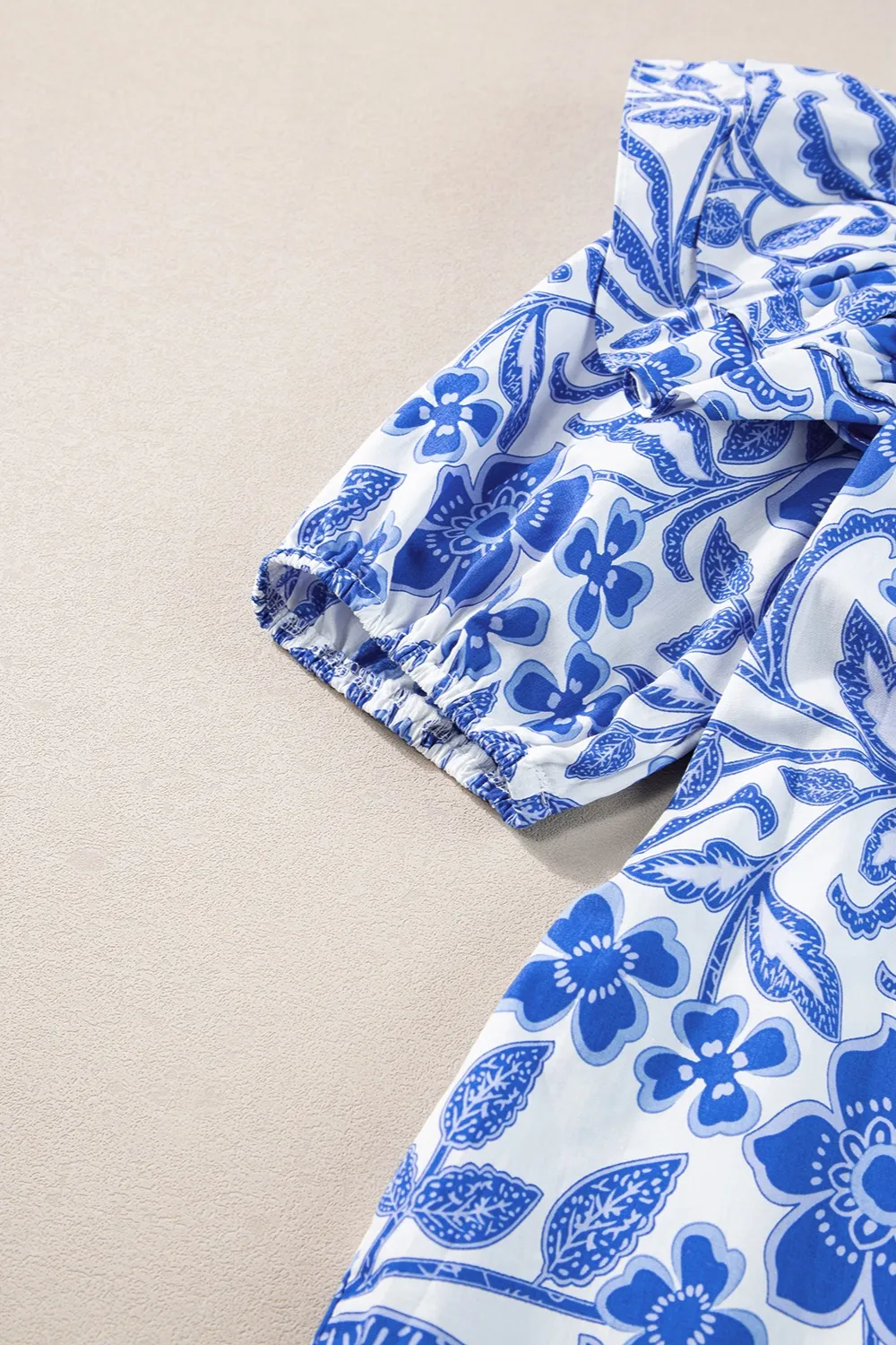 Printed Notched Half Sleeve Blouse, image 7
