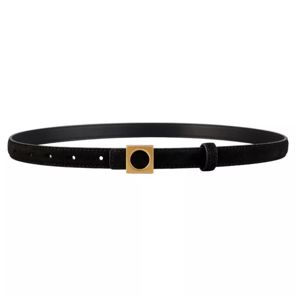 Leather Square Buckle Skinny Belt, image 2