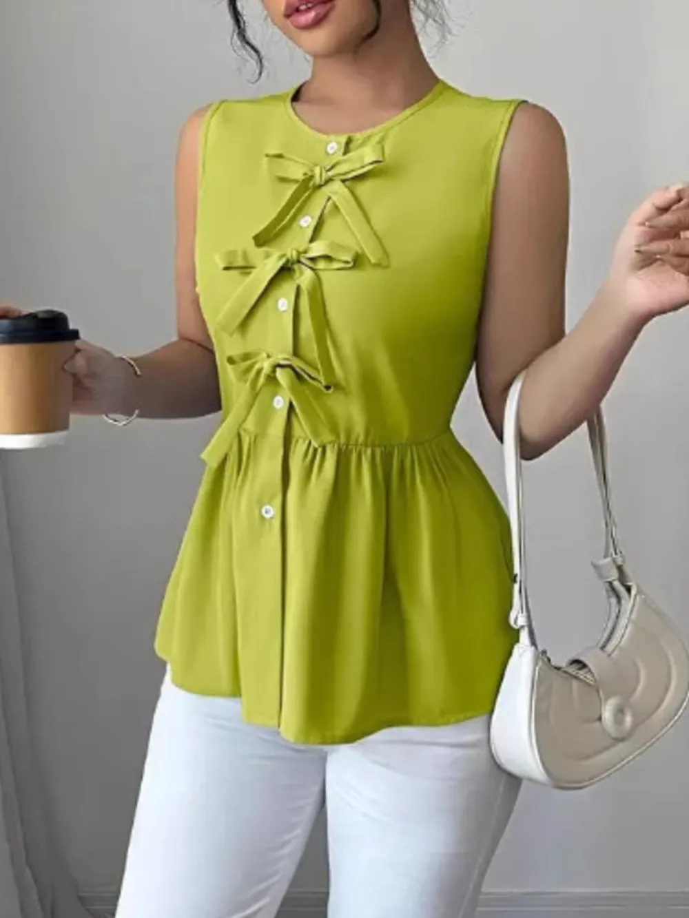 Tie Front Sleeveless Blouse, image 4