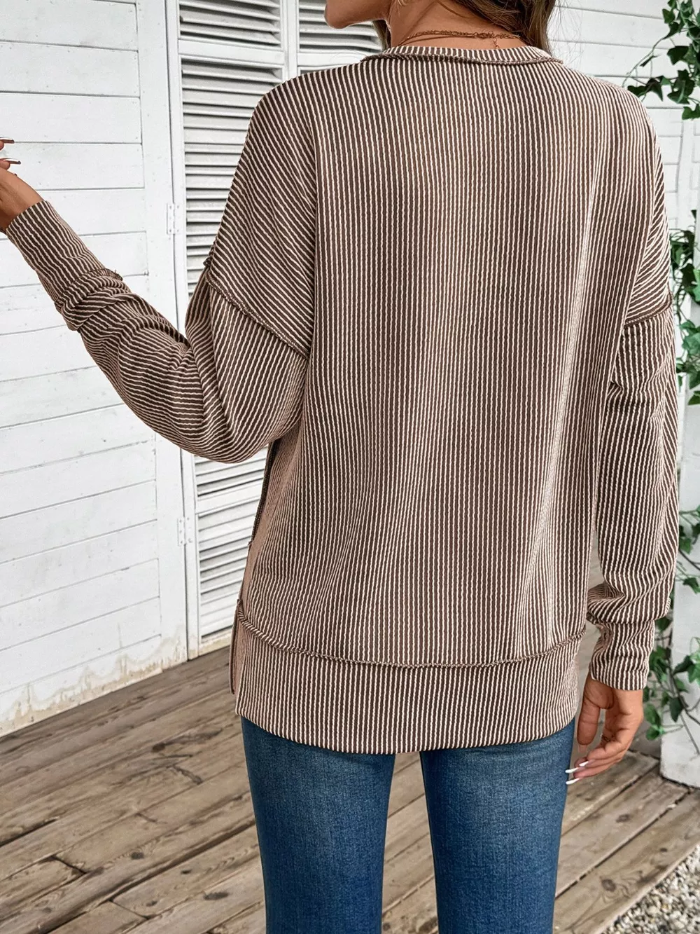 Side Slit Round Neck Sweatshirt, image 30