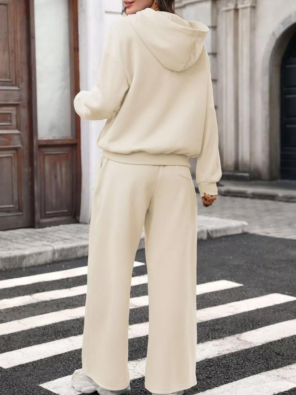 Kangaroo Pocket Hoodie and Wide-Leg Pant Set, image 6