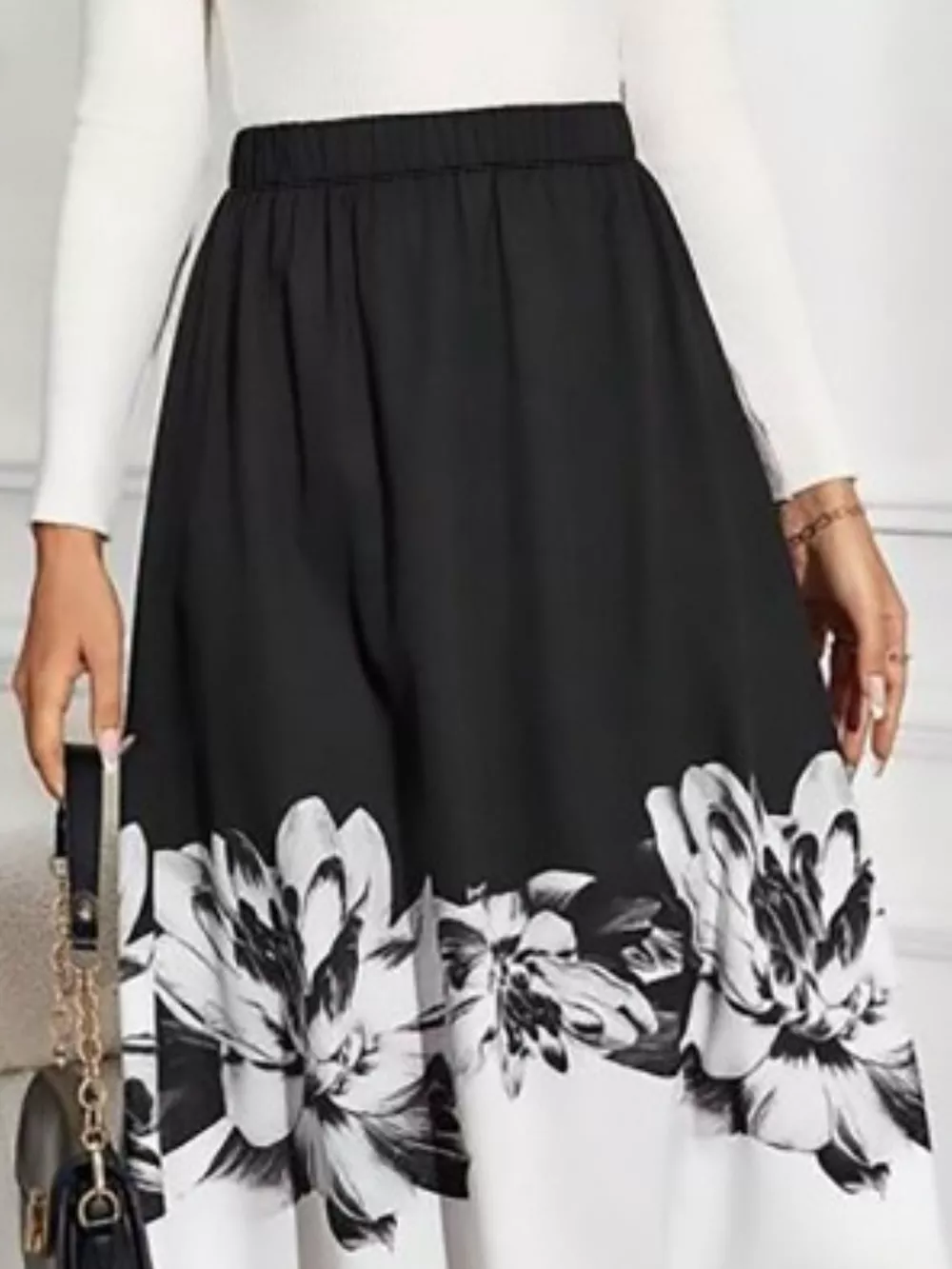 Floral Print A-Line Midi Skirt, image 9