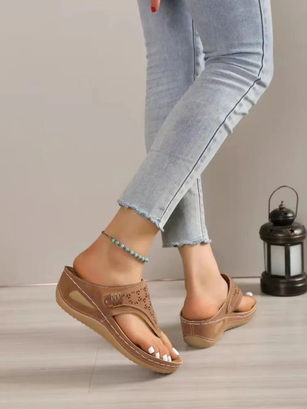Cutout Toe Post PVC Sandals, image 16