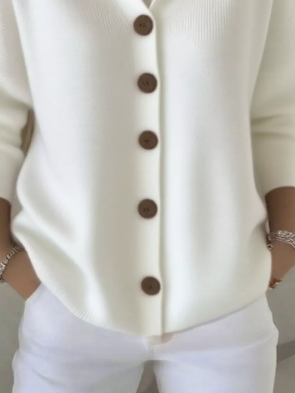 Full Size Button Up Long Sleeve Cardigan Plus Size, image 21
