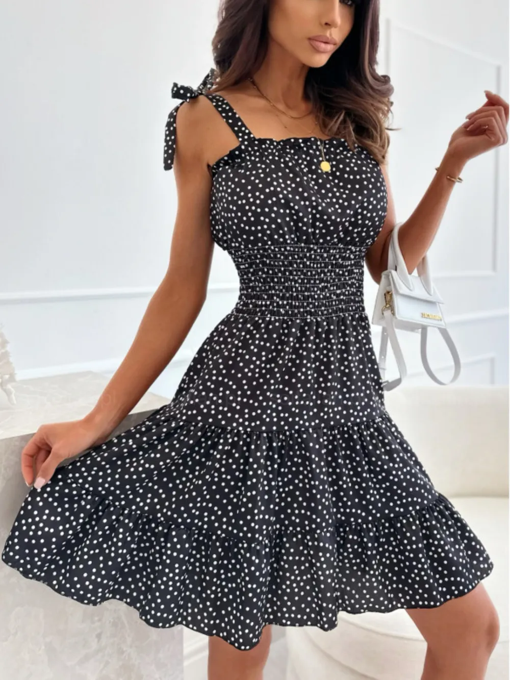 Polka Dot Square Neck Mini Cami Dress, image 16