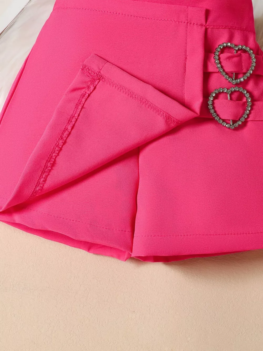 Children’s Rhinestone Collar Blouse & Heart Buckle Skirt Set, image 7