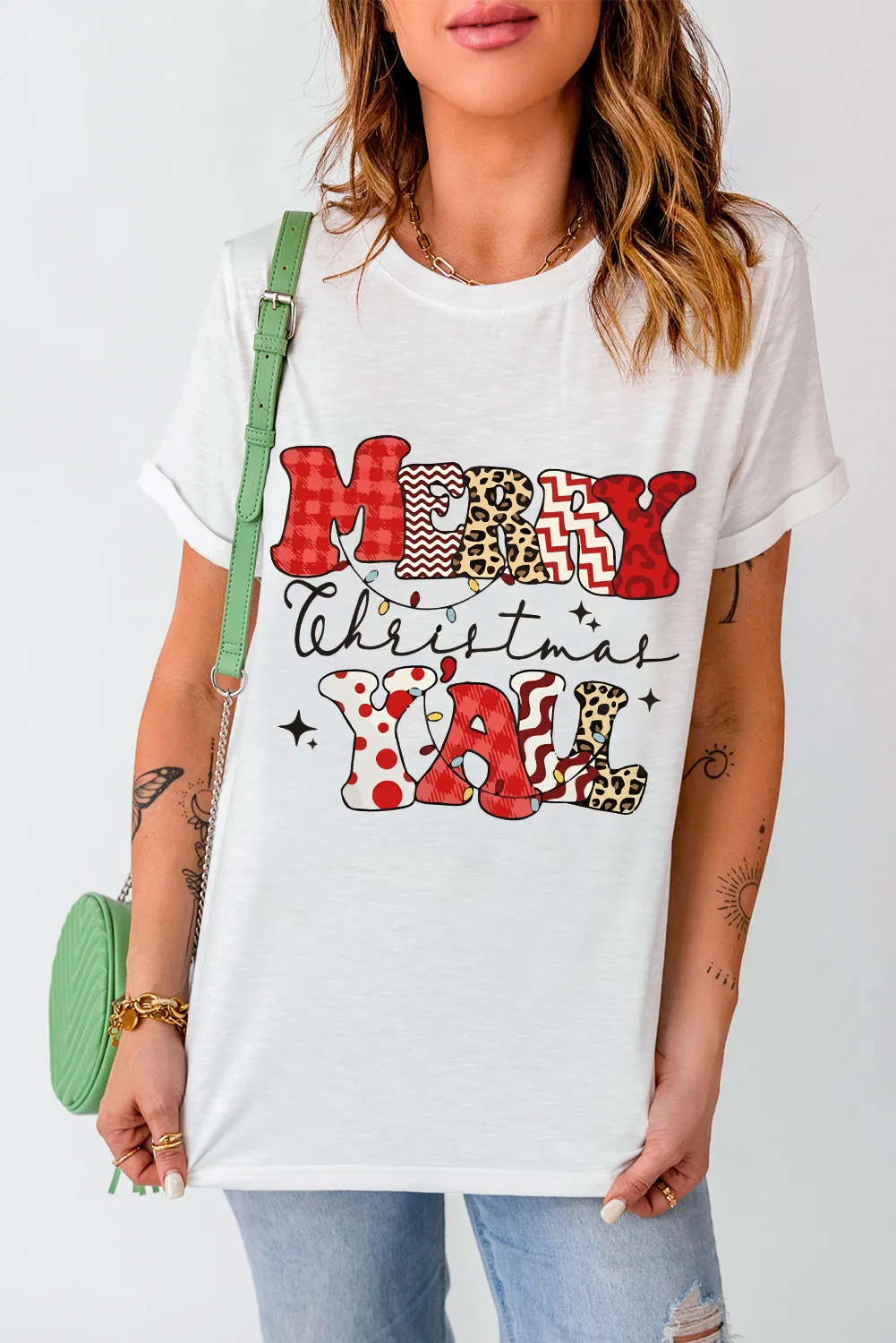 Letter Graphic Round Neck Short Sleeve T-Shirt, image 5