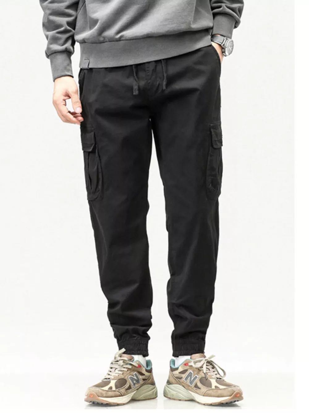 Men's Full Size Casual Cargo Pants with Drawstring Waist Plus Size, image 5