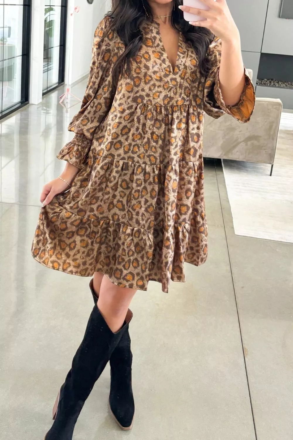 Tiered Leopard Print Mini Dress, image 5