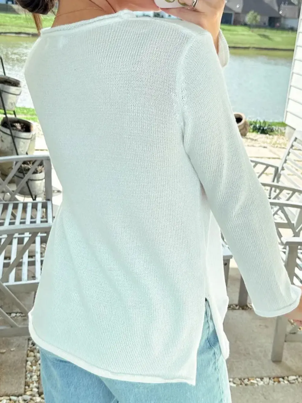 Letter Graphic Round Neck Long Sleeve Sweater, image 3
