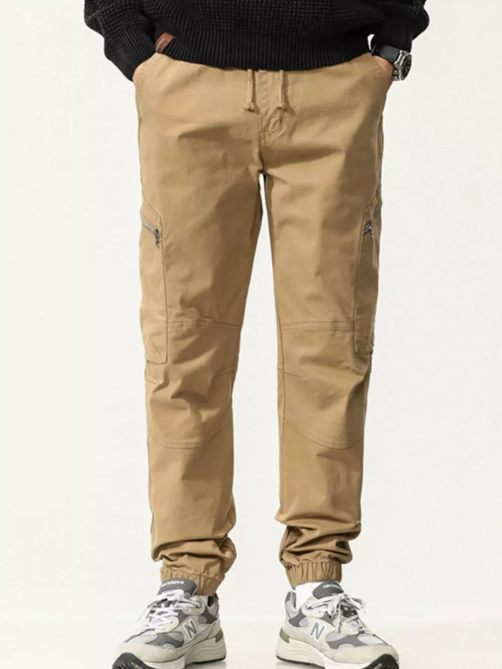 Men's Full Size Casual Cargo Pants with Zipper Pocket Plus Size, image 3