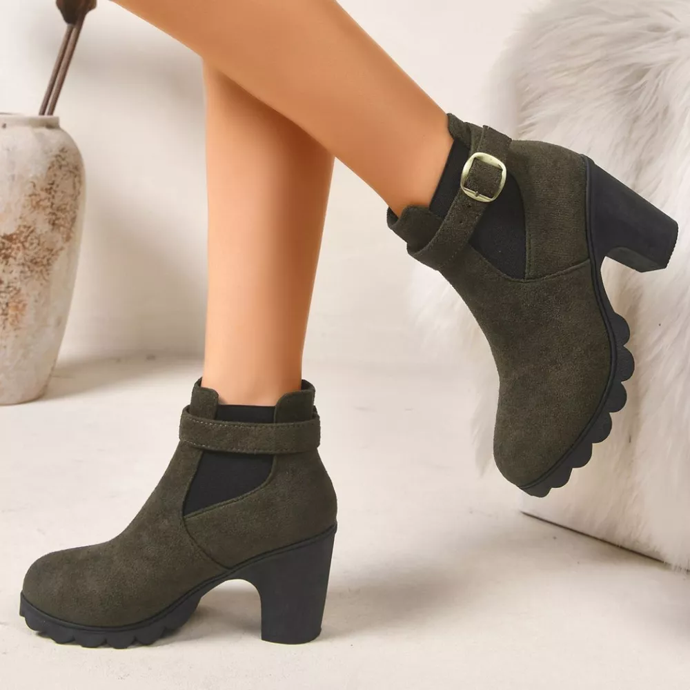 Round Toe Block Heels Boots, image 7
