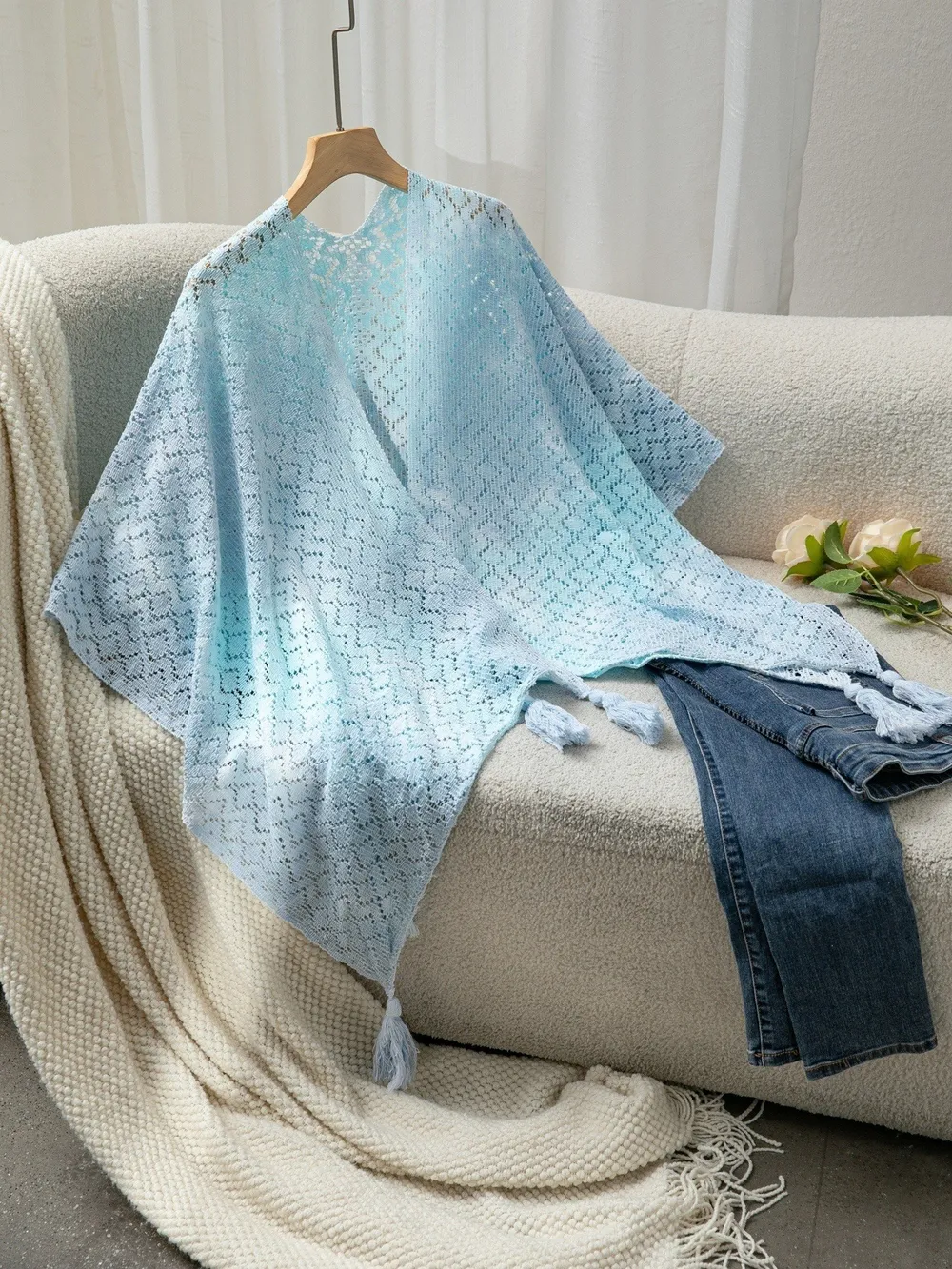 Openwork Tassel Gradient Knit Cover Up, image 19