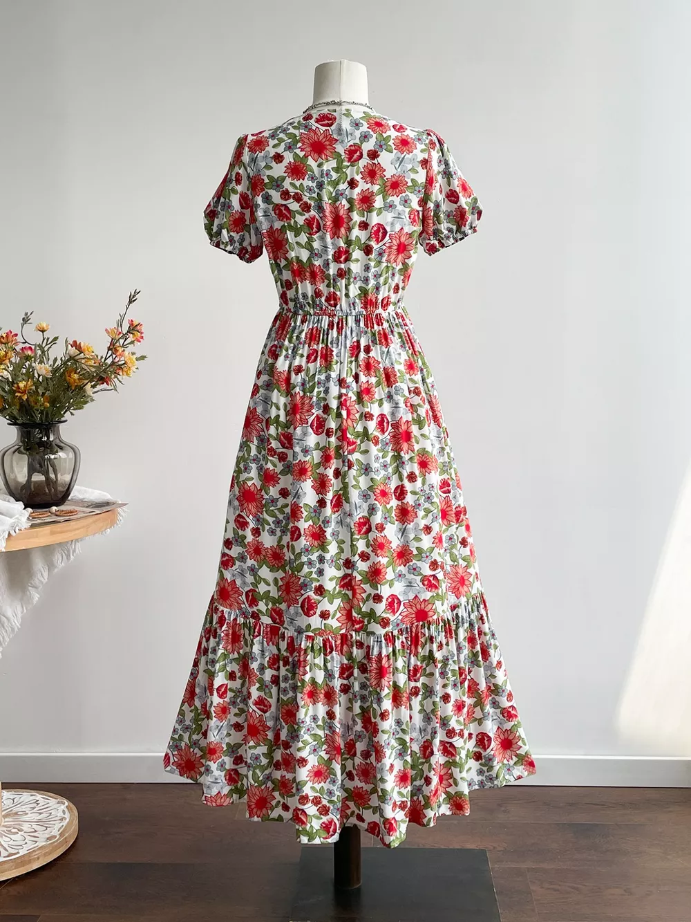 Floral Print V-Neck Ruffle Hem Midi Dress, image 5