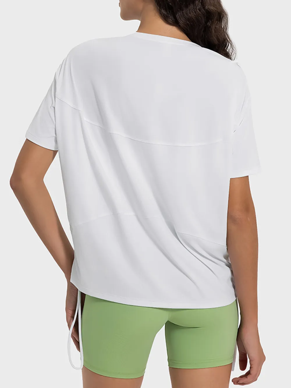 Drawstring Round Neck Short Sleeve Active T-Shirt, image 15
