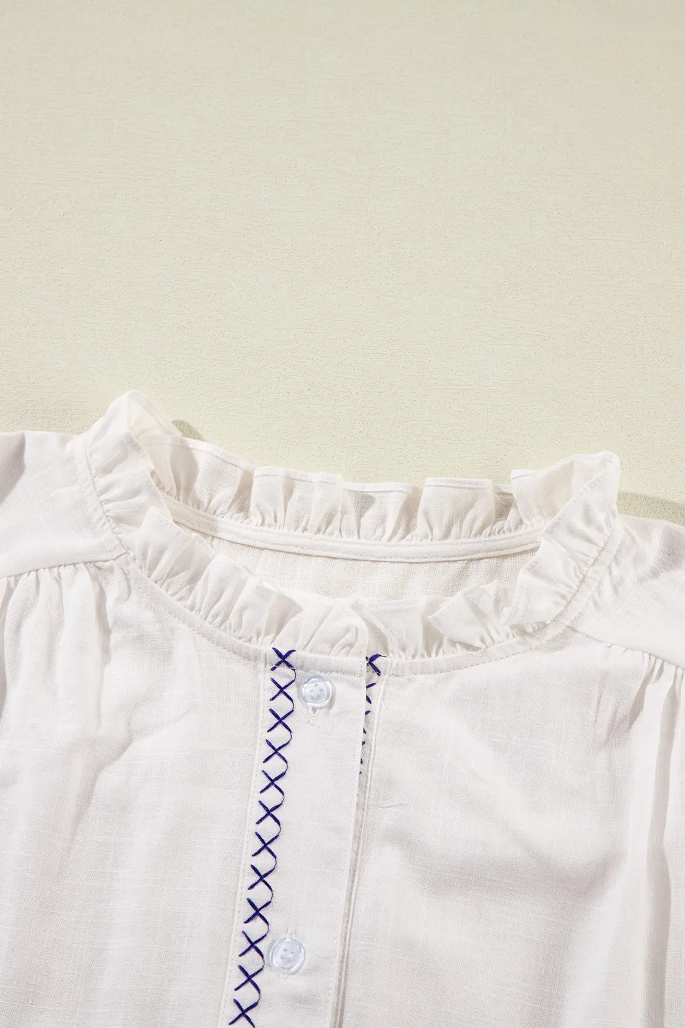 Frill Floral Embroidered Sleeve Shirt, image 10