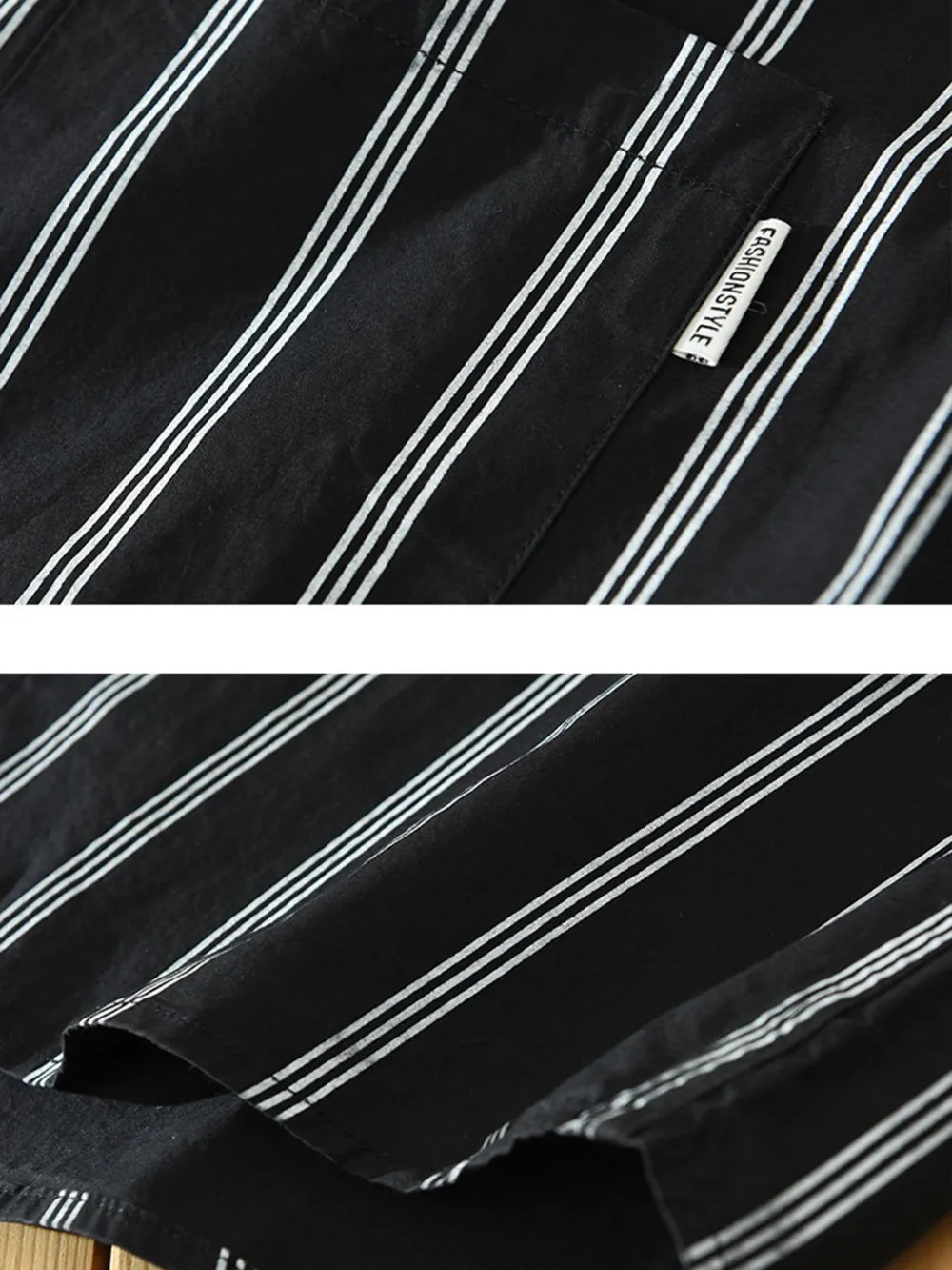Men's Plus Size Classic Striped Short Sleeve Button-Up Shirt, image 5