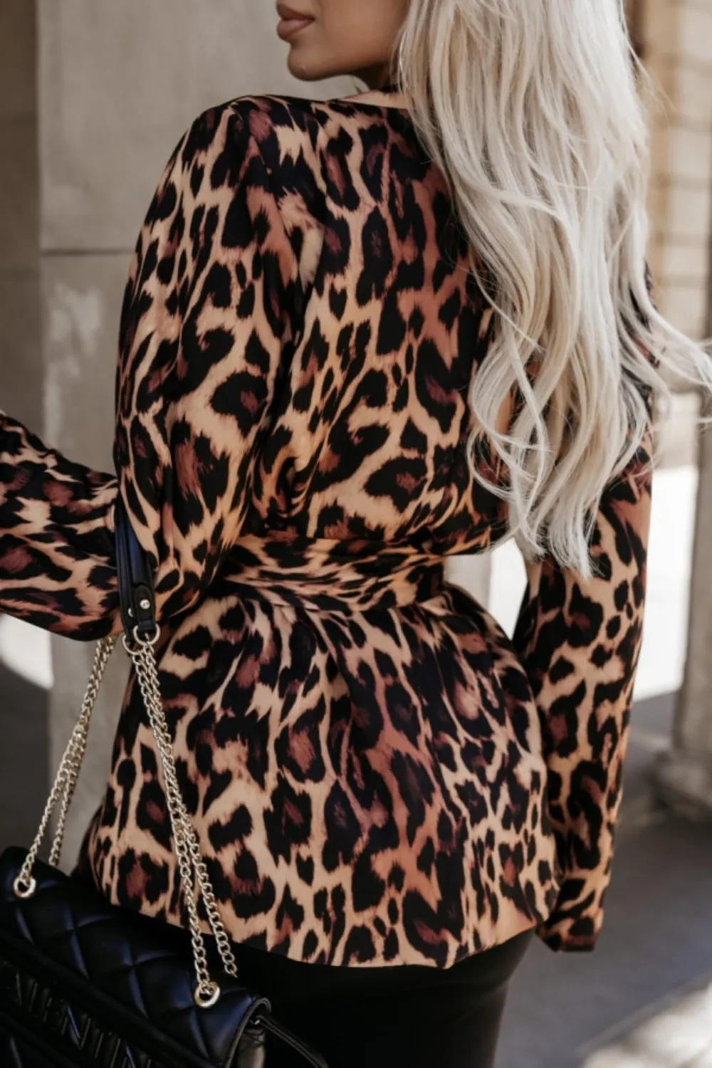 Tied Printed Collared Neck Long Sleeve Jacket, image 3