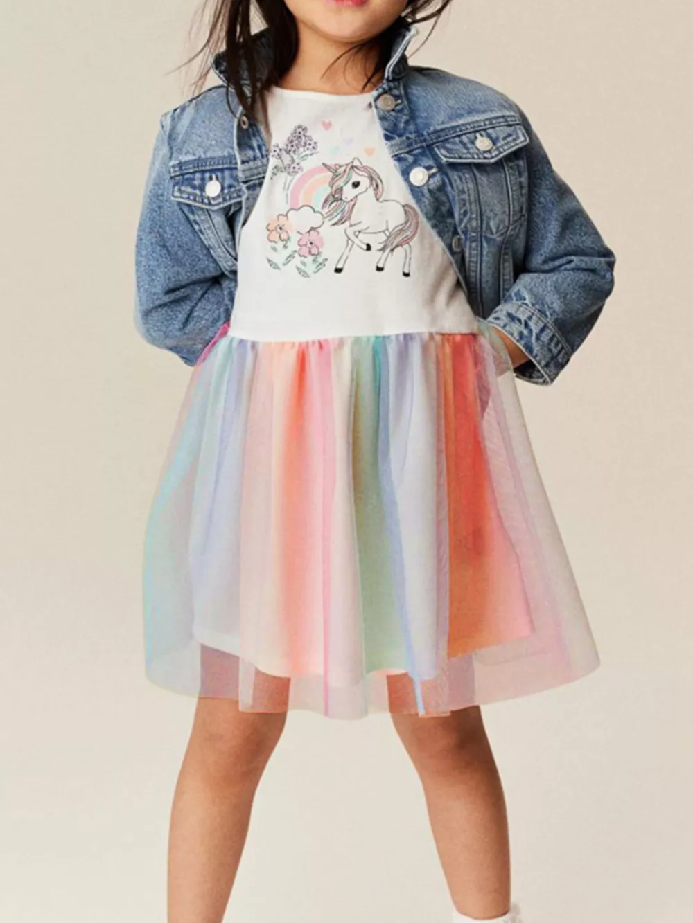 Children's Unicorn Rainbow Tulle Dress