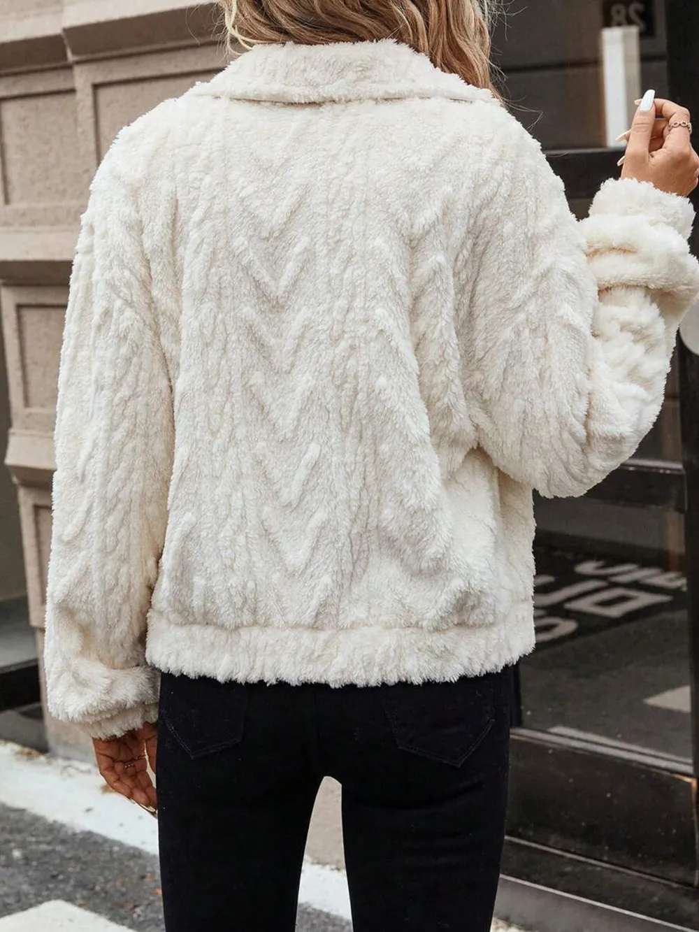 Button Up Long Sleeve Fuzzy Outerwear, image 5