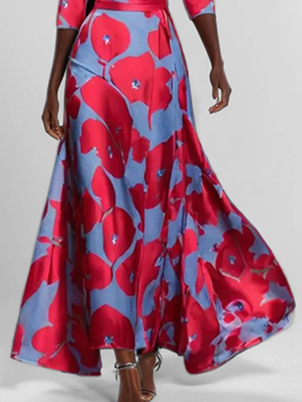 Floral Print Half Sleeve Wrap Maxi Dress, image 15
