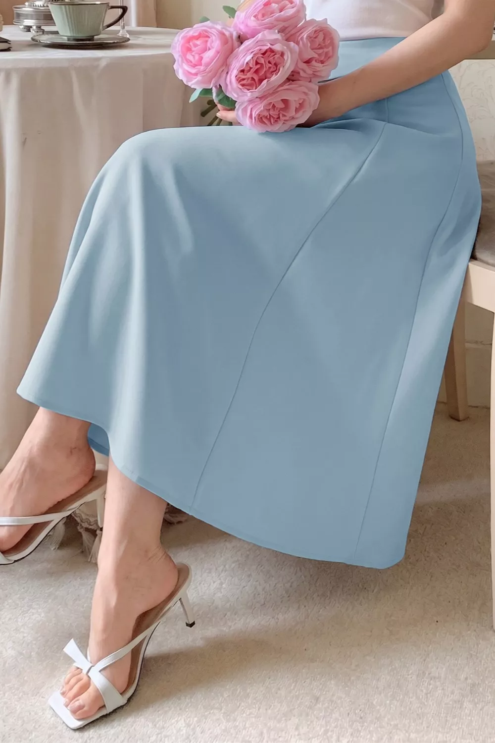 A-Line Midi Skirt with Zipper, image 4