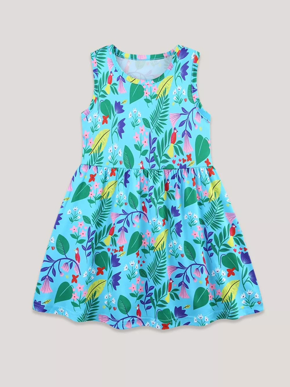 Children's Floral Print Sleeveless Casual Dress