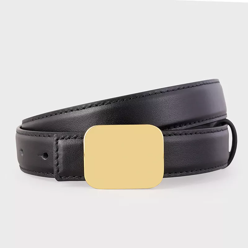 Leather Belt with Gold Buckle