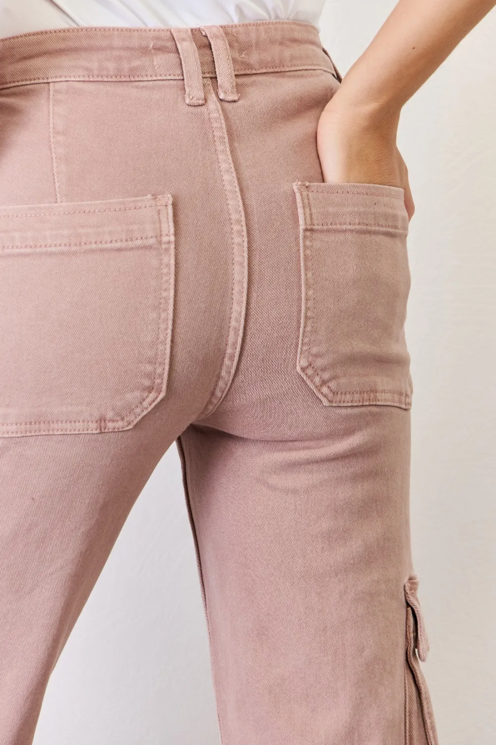 Full Size High Rise Cargo Wide Leg Jeans, image 4