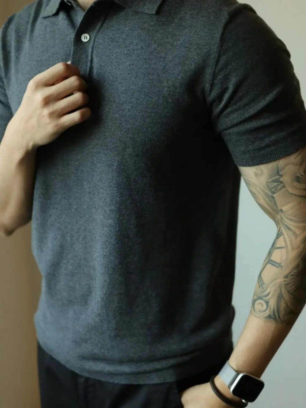 Men's Plus Size Button Detail Short Sleeve Polo, image 3