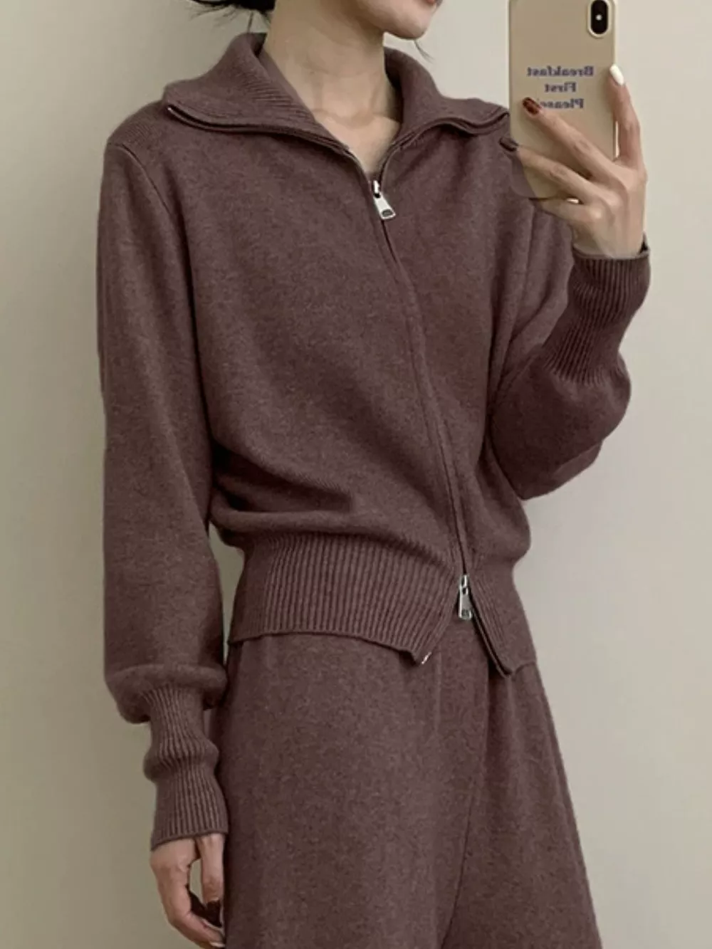 Zip Up Outerwear and Wide Leg Pants Set, image 6
