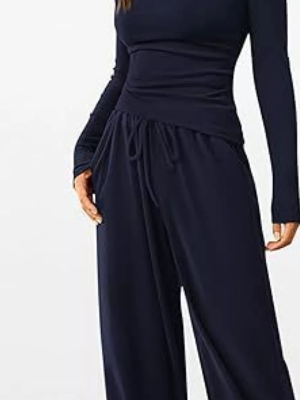 Long Sleeve Top and Wide Leg Pants Set, image 2